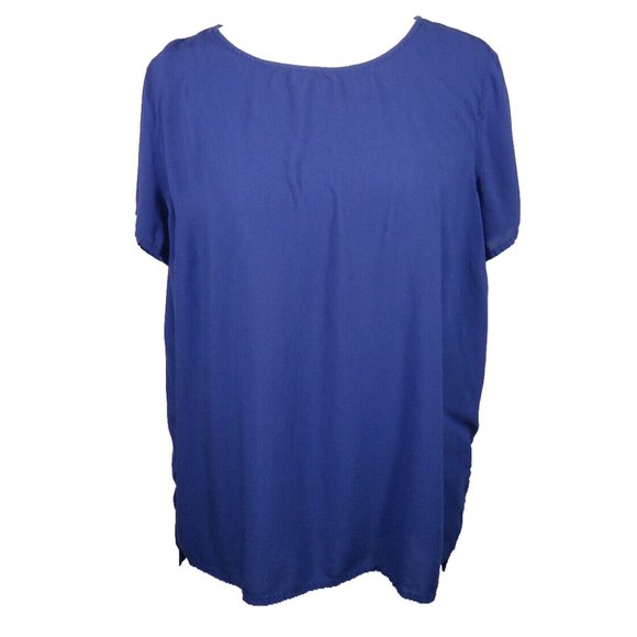 Old Navy Women's Large Blue Split Back Short Sleeve Lightweight Top - Picture 8 of 8